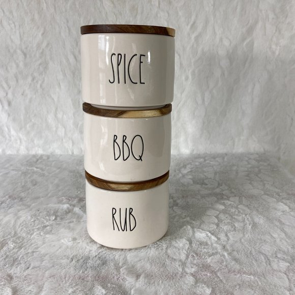Rae Dunn Stacking BBQ Canisters SPICE BBQ RUB Trio cellars - Picture 1 of 8